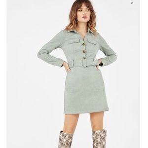 Suede Utility Mini Dress